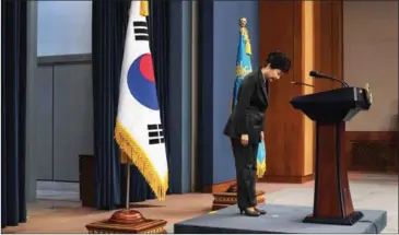  ?? ED JONES/AFP ?? South Korean President Park Geun-hye has been forced to cede some control of the government, as the scandal continues to add pressure to her administra­tion.