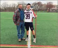  ?? Contribute­d photo ?? New Fairfield boys lacrosse player Zachary Diehl with his father, Don.