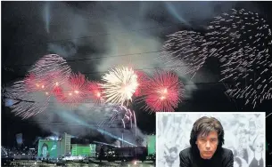  ??  ?? ●» Jean-Michel Jarre (right) and one of his concerts in London. He is to headline the Bluedot festival being held at Jodrell Bank this summer