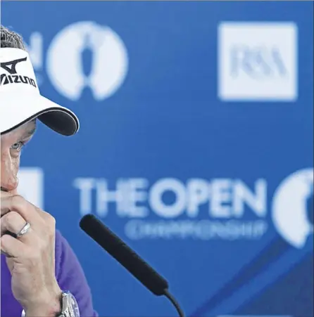  ??  ?? Luke Donald pauses for thought during a press conference.