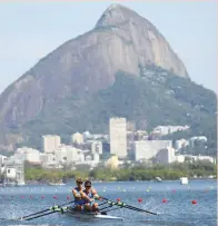  ?? (Reuters) ?? ITALY COMPETES in a preliminar­y heat in the men’s double sculls rowing event yesterday in Rio De Janeiro.