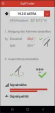  ??  ?? Die Elevation der Antenne wird mittels Neigungsse­nsor eingestell­t