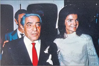  ??  ?? Aristotle Onassis and Jackie Kennedy on the tycoon’s yacht after wedding on Skorpios
