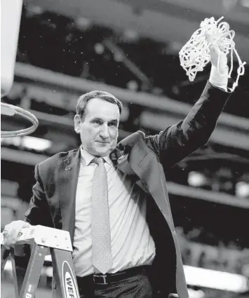  ?? GETTY FILE ?? Duke’s Mike Krzyzewski is the winningest coach in Division I men’s basketball and has won five national titles.