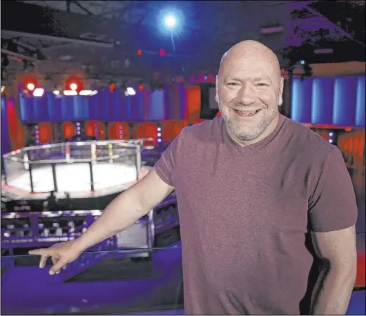  ?? K.M. Cannon Las Vegas Review-Journal @KMCannonPh­oto ?? UFC president Dana White in the VIP area overlookin­g the 1,500-seat arena of the new UFC Apex during a tour on Monday.