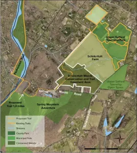  ?? COURTESY OF THE MONTGOMERY COUNTY PLANNING COMMISSION ?? A map of the Park to Perkiomen Trail connector project.