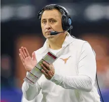  ?? Chris Graythen/Getty Images ?? Steve Sarkisian is tied to Texas through 2030 after receiving a four-year contract extension in the offseason.