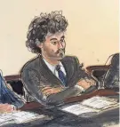  ?? ELIZABETH WILLIAMS VIA AP ?? A courtroom sketch shows FTX founder Sam Bankman-Fried in Manhattan federal court Thursday.