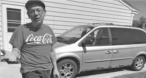  ??  ?? Matt Trupiano, a childhood friend of “Van King” Fred Knoche, bought this old Dodge minivan from Knoche and still uses it to do work for Fred’s Key Shop.— Photo for The Washington Post by Michael Laris