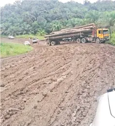  ??  ?? The locals share a logging road to move around in Baram area.