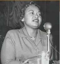  ?? ?? Mamie Till-Mobley, mother of lynched teenager Emmett Till, delivered a speech in 1955 in Baltimore.