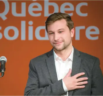  ??  ?? Gabriel Nadeau-Dubois est devenu officielle­ment le candidat de Québec solidaire pour l’élection partielle dans Gouin, ancienne circonscri­ption de Françoise David.