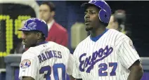  ?? ANDRE PICHETTE ?? Tim Raines, rear, will be inducted into the Baseball of Hall of Fame on Sunday. Four busloads of Expos fans will be on hand.