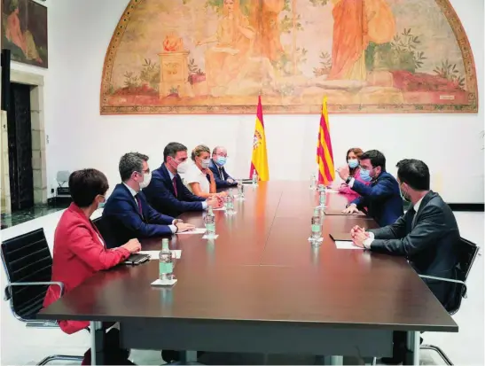  ?? EFE ?? Sánchez y Aragonès, en la última reunión de la mesa en septiembre de 2021