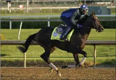  ?? CHARLIE RIEDEL - THE ASSOCIATED PRESS ?? Kentucky Derby hopeful Rock Your World works out at Churchill Downs Tuesday, April 27, 2021, in Louisville, Ky. The 147th running of the Kentucky Derby is scheduled for Saturday, May 1.