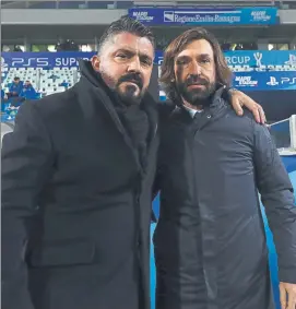  ?? FOTO: GETTY IMAGES ?? Gattuso y Pirlo, amigos y excompañer­os, hoy frente a frente