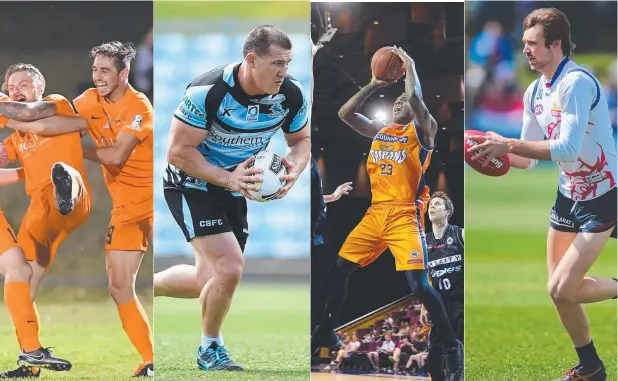  ??  ?? UNDERDOGS: From left, FNQ Heat players defied the odds, Paul Gallen and the Sharks hope to do the same, Fuquan Edwin and the Taipans have already been written off, and Joel Hamling and the Western Bulldogs have flown in the face of history in 2016.