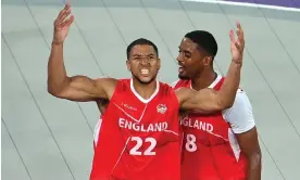  ?? Photograph: Justin Setterfiel­d/Getty Images ?? Myles Hesson (left) and Jamell Anderson celebrate England’s late win against Australia.