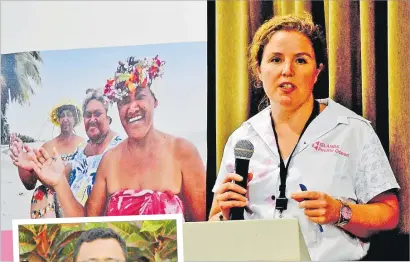  ?? Picture: JONA KONATACI ?? Above: Melanie Ashton makes her presentati­on
during the Islands Pacific Project Steering Committee Meeting yesterday.