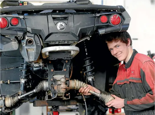  ??  ?? Bradley Williams, 17, learned valuable skills in his Timaru Boys’ High School metalwork class, which helped him get an apprentice­ship.