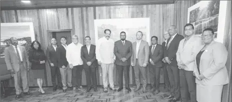  ?? ?? President Irfaan Ali and executives of Sky Cana along with other officials of government and representa­tives of the airline.