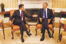  ??  ?? Peña Nieto foi recebido com Obama na Sala Oval