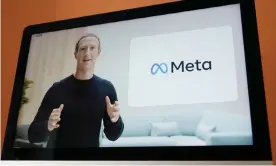  ?? Mark Zuckerberg announces Facebook’s name change in an October presentati­on. Photograph: Eric Risberg /AP ??