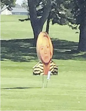  ?? TWITTER ?? Premier Rachel Notley’s head was a target at the Big Country Oilmen’s Associatio­n’s golf tournament in Brooks on Friday.