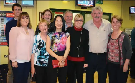  ?? All photos by Fergus Dennehy. ?? Rachel Hannon, Tim Mulvihill, Nora Feeley, Kathleen Joy, Chris Mulvihill, John Mulvihill, Catriona O’Leary, Brendan Ferris and Olive Mulvihill pictured at the Kingdom Greyhound Stadium on Saturday night.