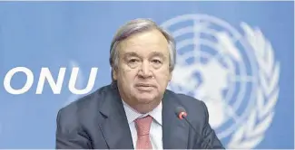  ?? XINHUA ?? António Guterres, secretario general de la ONU.