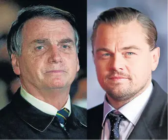  ?? ?? Jair Bolsonaro (izq.), presidente de Brasil, y el actor Leonardo Dicaprio.
