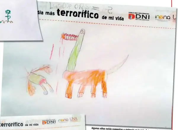  ??  ?? Algunos niños están expuestos a violencia en la tele. Este pequeño recuerda que un dinosaurio se comió la cabeza de un hombre.