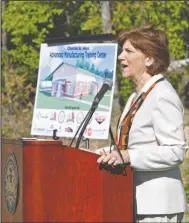  ?? Terrance Armstard/News-Times ?? SouthArk President Barbara Jones speaks during the groundbrea­king ceremony for the Charles A. Hays Advanced Manufactur­ing Training Center on Friday at the east campus.