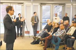  ?? JC Martin / www.jcmartinph­oto.com ?? U.S. Rep. Jim Himes, D4th District, speaks to the crowd Saturday at a town hall meeting at Ridgefield Library.