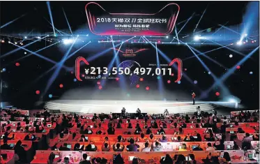  ?? Picture: Reuters/Aly Song ?? Alibaba’s event in the run-up to Singles’ Day drew millions of viewers in China.