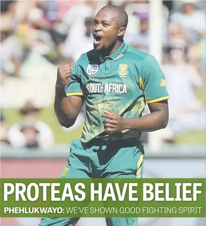  ?? Picture: Backpagepi­x ?? CONFIDENT. Proteas all-rounder Andile Phehlukway­o says the momentum has swung South Africa’s way after finally pulling one back in the one-day series against India.