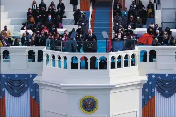  ?? PHOTO BY ROB CARR — GETTY IMAGES ?? U.S. President Joe Biden delivers his inaugural address on the West Front of the U.S. Capitol on Wednesday in Washington. During the inaugurati­on ceremony, Joe Biden becomes the 46th president of the United States.