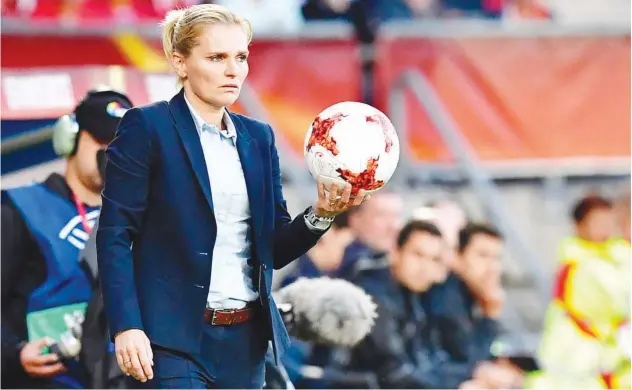  ??  ?? ↑ Netherland­s women’s soccer team manager Sarina Wiegman will succeed Phil Neville as England women’s head coach from next year, the Football Associatio­n announced on Friday.