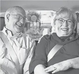  ?? WAYMO ?? Jim and Barbara Adams have been using Waymo’s self-driving cars to run errands. Barbara Adams says she likes that she doesn’t have to pay attention to the road during the trips.