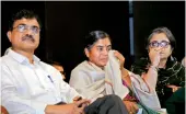  ??  ?? IIT Krp Professor Anand Teltumbde with Rohith Vemula’s mother Radhika and activist Teesta Setalvad at the mahadharna demanding justice in the Rohith Vemulas suicide case