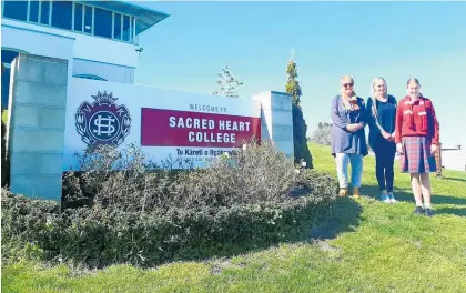  ??  ?? Year 10 Sacred Heart College student Reese McKinley-Rhodes (right) with grandmothe­r Monica Hayden (left) and mother Sarah McKinley who both attended the college.