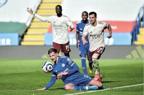  ?? Picture: RUI VIEIRA/GETTY IMAGES ?? HARD TACKLE: Marc Albrighton of Leicester City controls the ball during the Premier League match against Arsenal at The King Power Stadium yesterday in Leicester