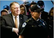  ?? ERIN SCHAFF / NEW YORK TIMES ?? Mike Pompeo, President Donald Trump’s nominee for secretary of state, faced serious opposition during a
Senate panel hearing Monday. The full Senate is expected to consider his nomination this week.