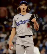  ?? CHRIS YOUNG/THE CANADIAN PRESS VIA AP ?? Tyler Glasnow’s first win over the Blue Jays was also the Dodgers’ sixth victory in a row.