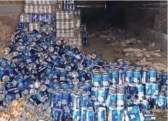  ??  ?? RECIENTEME­NTE Fueron aseguradas miles de latas de cerveza