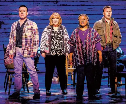  ?? SARAH SHATZ APPLE TV+ ?? From left: Caesar Samayoa, Sharon Wheatley, Q. Smith and Tony Lepage in “Come From Away,” now streaming on Apple TV+.