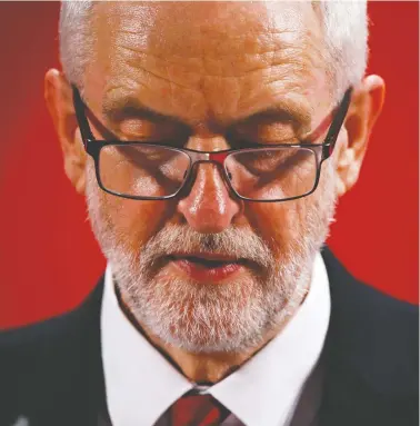  ?? HENRY NICHOLLS/REUTERS ?? Britain’s opposition Labour Party leader Jeremy Corbyn was the target of a critical opinion piece by Ephraim Mirvis, Britain’s top rabbi, for what he perceived as a failure to root out anti-semitism.