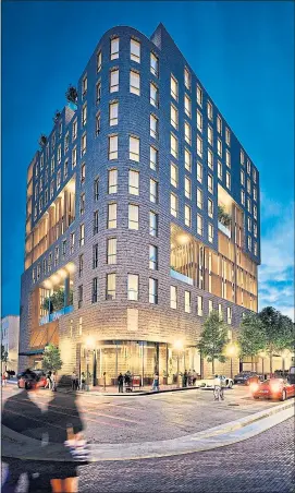  ?? COURTESY OF SAM MONFARED ?? A developer says a high-rise hotel, such as the 105-room, 11-story hotel planned near the Santana Row shopping center, would benefit from Google’s mixed-use developmen­t.