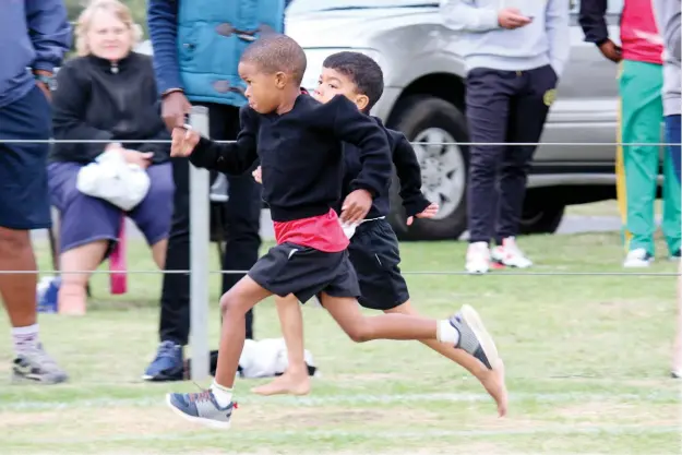  ?? Photo: Stephen Penney ?? Tyrique Johannes during the Boys 7, 80m race at the PJ Olivier sports day which took place at the school last Friday.