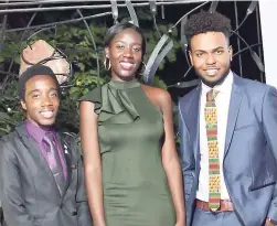  ??  ?? Total Jamaica-University of the West Indies (UWI) Scholarshi­p recipients (from left) Jevon Dixon, 2016, with Janique Crosdale and Tafar-I Williams, 2017 awardees, who will spend the next year at Insitut d’Etudes Politiques at the University of Bordeaux...